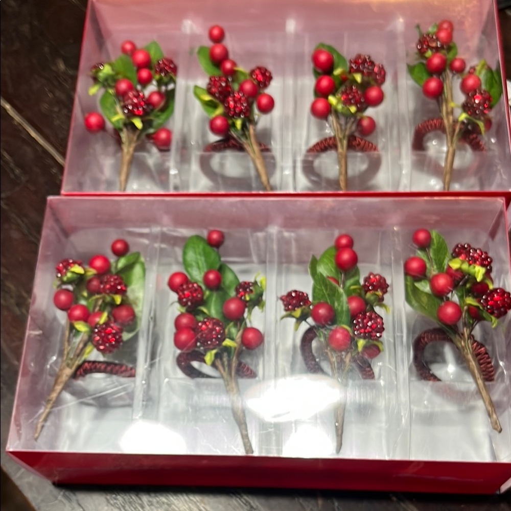 Eddie Bauer Red and Green Holiday Berry Decor 2 boxes